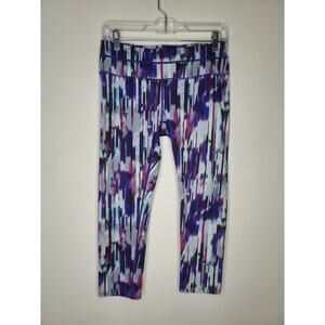 Athleta purple pink back zip capri leggings - medium 438851
